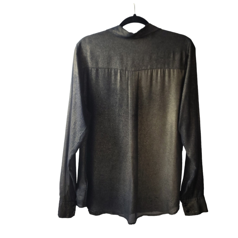 Metallic Gold Button-Up Blouse - Picture 2 of 6